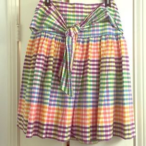 J Crew brightly colored plaid skirt with tie waist